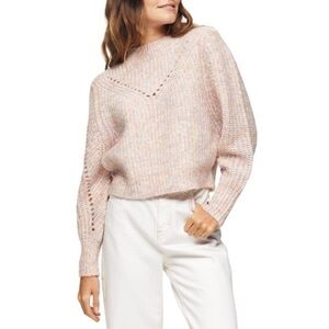 Topshop Pink Pastel Multi Colored Mock Neck Knit Pointelle Sweater